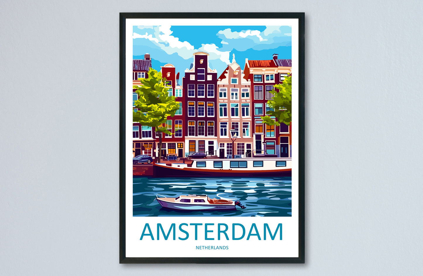 Amsterdam Travel Print Wall Art Amsterdam Wall Hanging Home Décor Amsterdam Gift Art Lovers Netherlands Art Lover Gift Amsterdam Decor