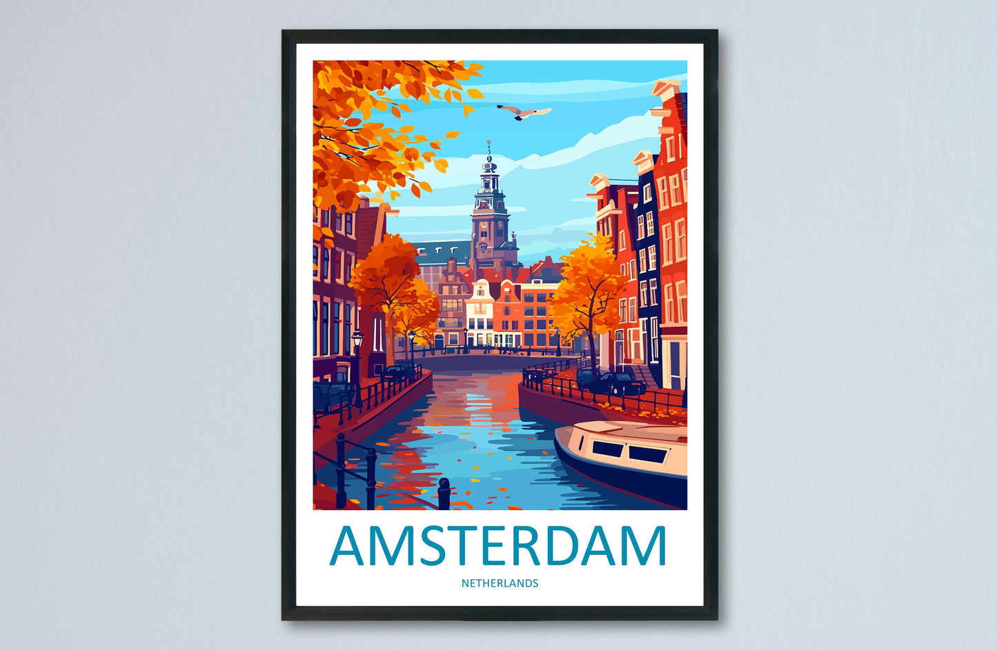Amsterdam Travel Print Wall Art Amsterdam Wall Hanging Home Décor Amsterdam Gift Art Lovers Netherlands Art Lover Gift Amsterdam Decor