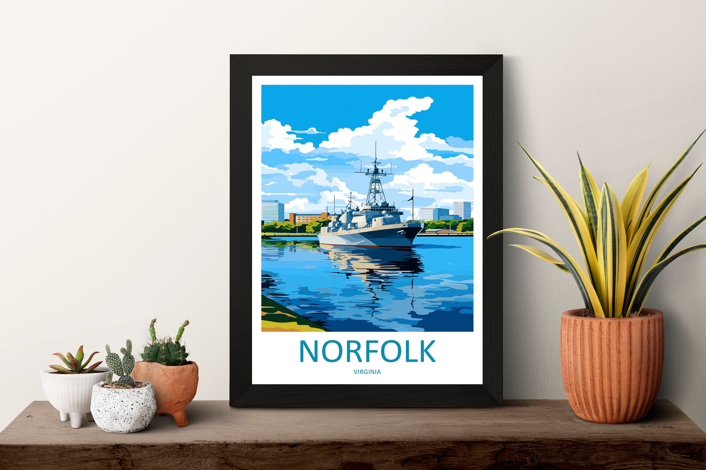 Norfolk Travel Print Wall Art Norfolk Wall Hanging Home Décor Norfolk Gift Art Lovers Virginia Art Lover Gift