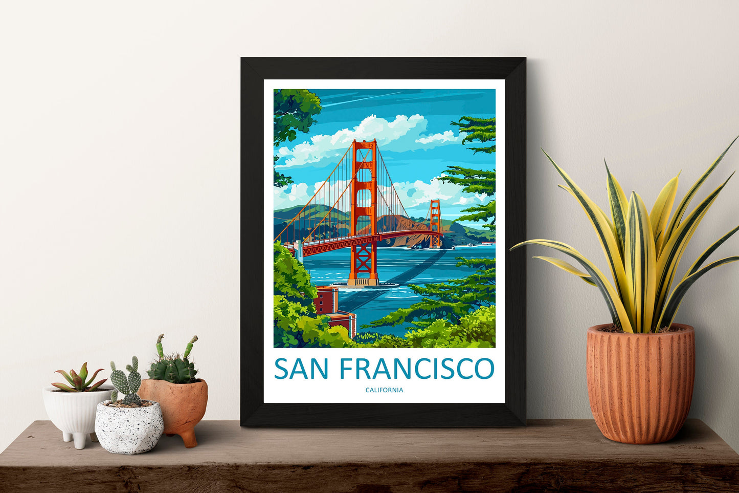 San Francisco Golden Gate Travel Print Wall Art San Francisco Wall Hanging Home Décor San Francisco Gift Art Lovers California Art Lover