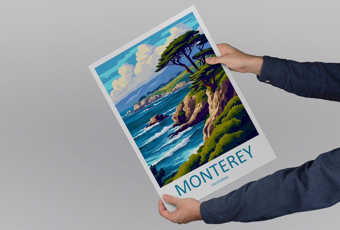 Monterey Bay Travel Print Wall Art Monterey Bay Wall Hanging Home Décor Monterey Bay Gift Art Lovers California Art Lover Gift Monterey Bay