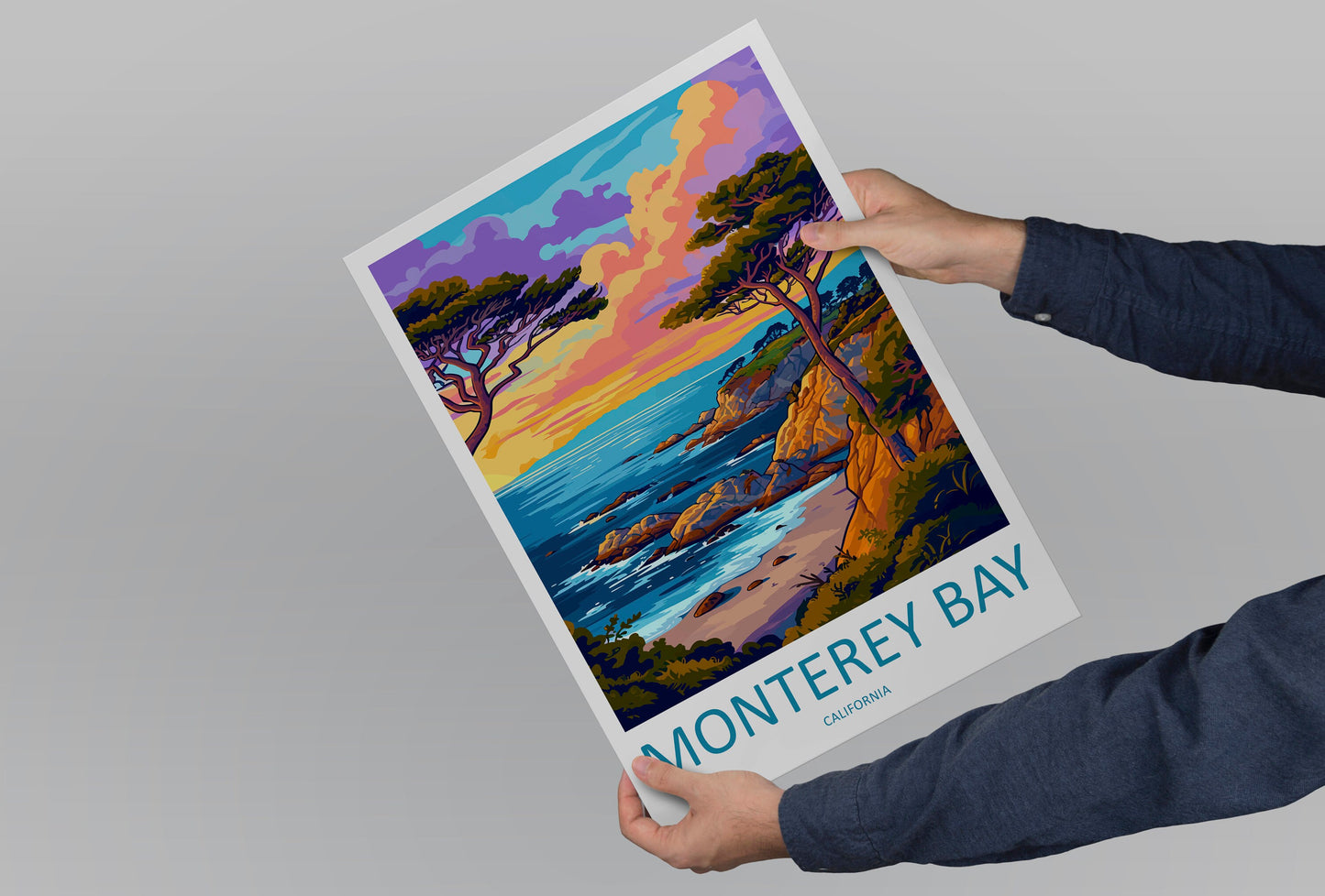 Monterey Bay Travel Print Wall Art Monterey Bay Wall Hanging Home Décor Monterey Bay Gift Art Lovers California Art Lover Gift Monterey Bay