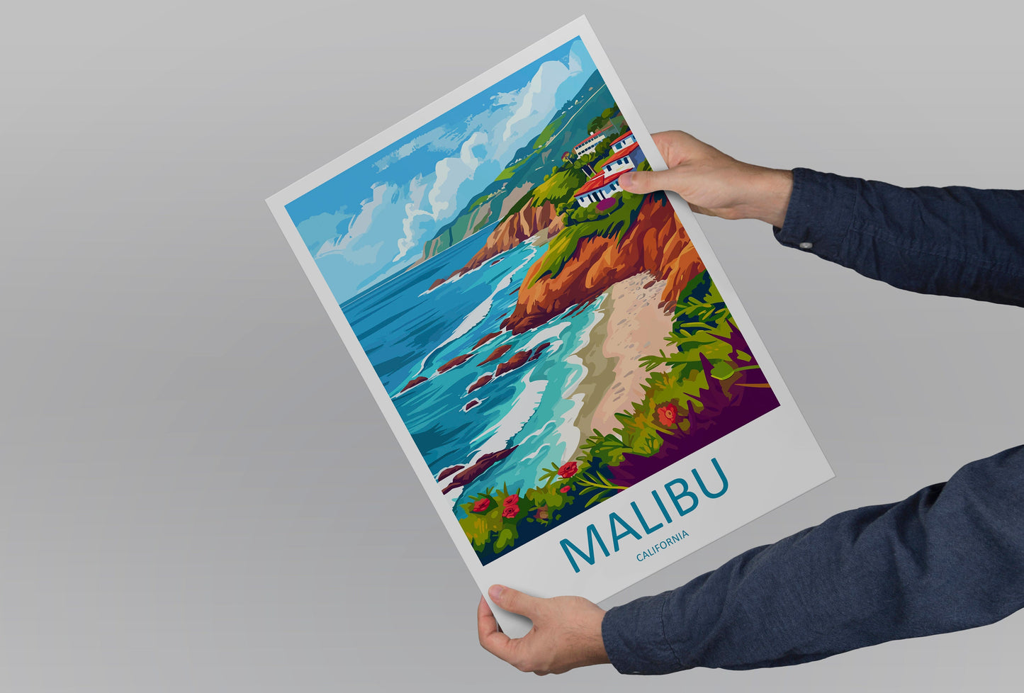 Malibu Travel Print Wall Art Malibu Wall Hanging Home Décor Malibu Gift Art Lovers California Art Lover Gift Malibu Decor