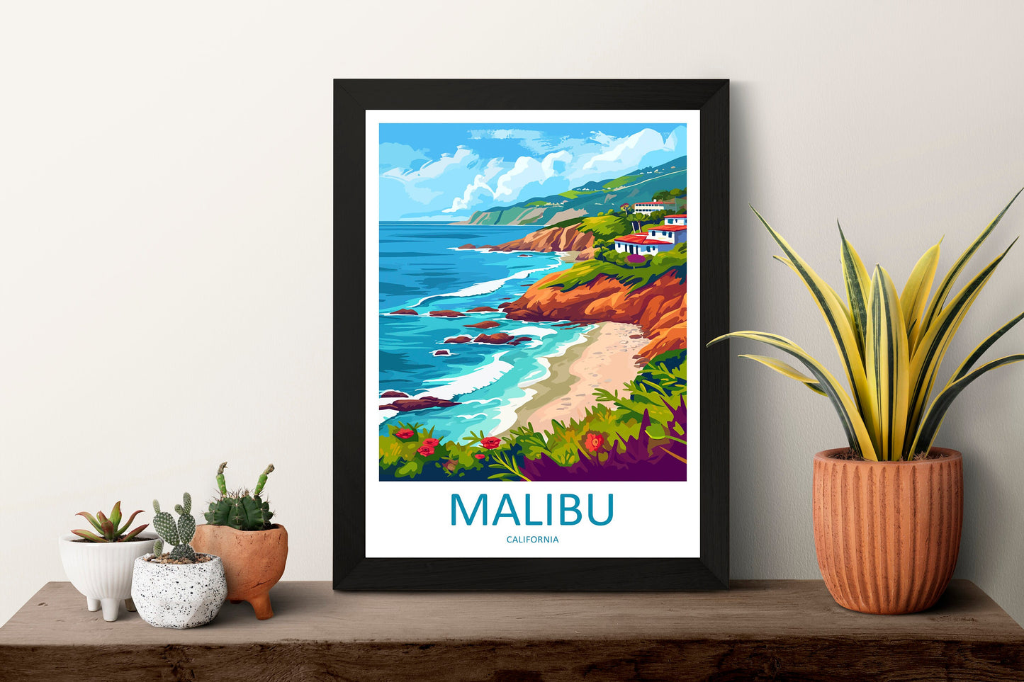 Malibu Travel Print Wall Art Malibu Wall Hanging Home Décor Malibu Gift Art Lovers California Art Lover Gift Malibu Decor