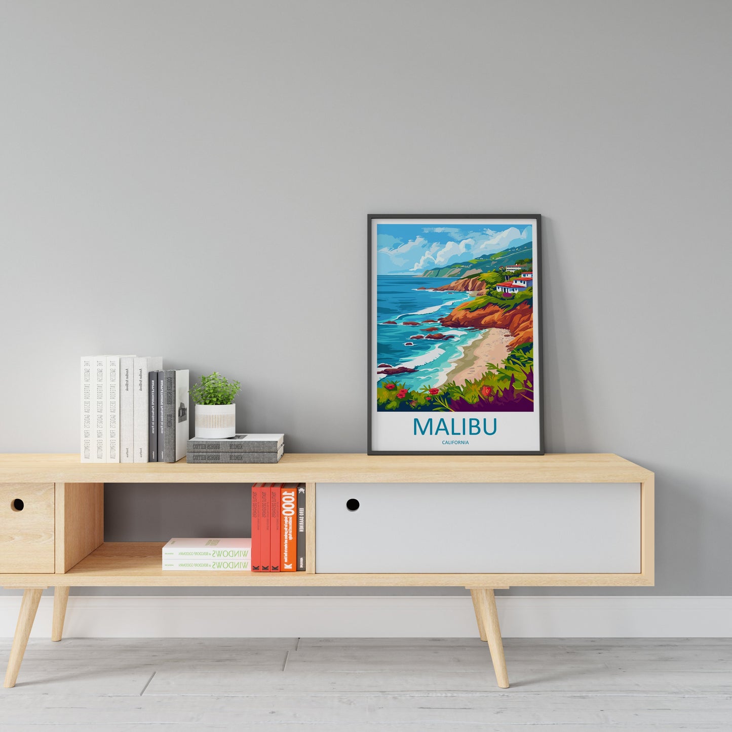 Malibu Travel Print Wall Art Malibu Wall Hanging Home Décor Malibu Gift Art Lovers California Art Lover Gift Malibu Decor