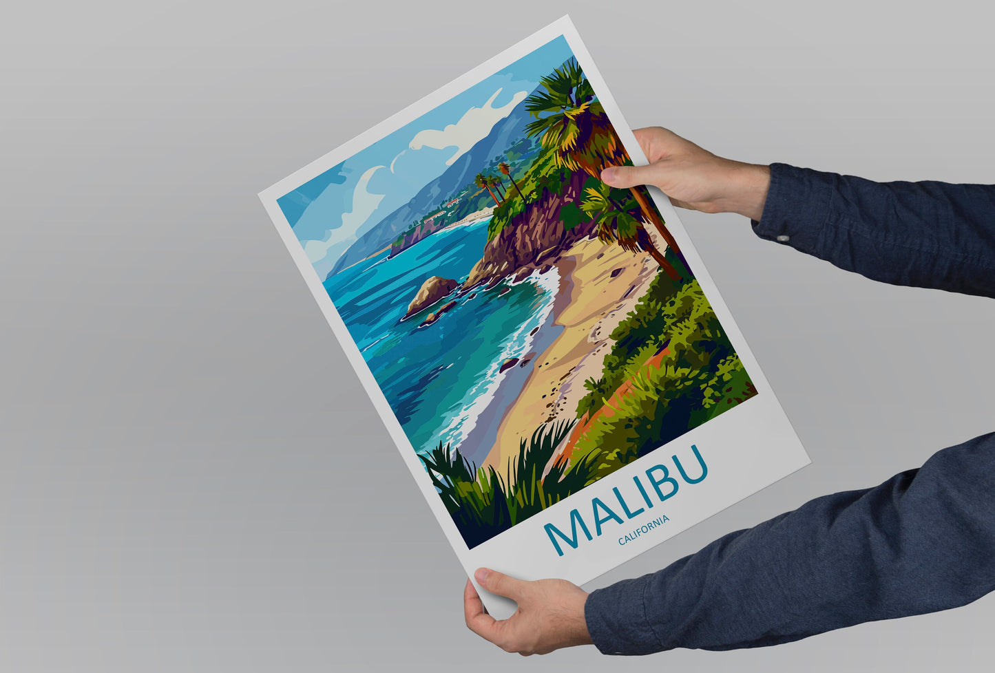 Malibu Travel Print Wall Art Malibu Wall Hanging Home Décor Malibu Gift Art Lovers California Art Lover Gift Malibu Decor