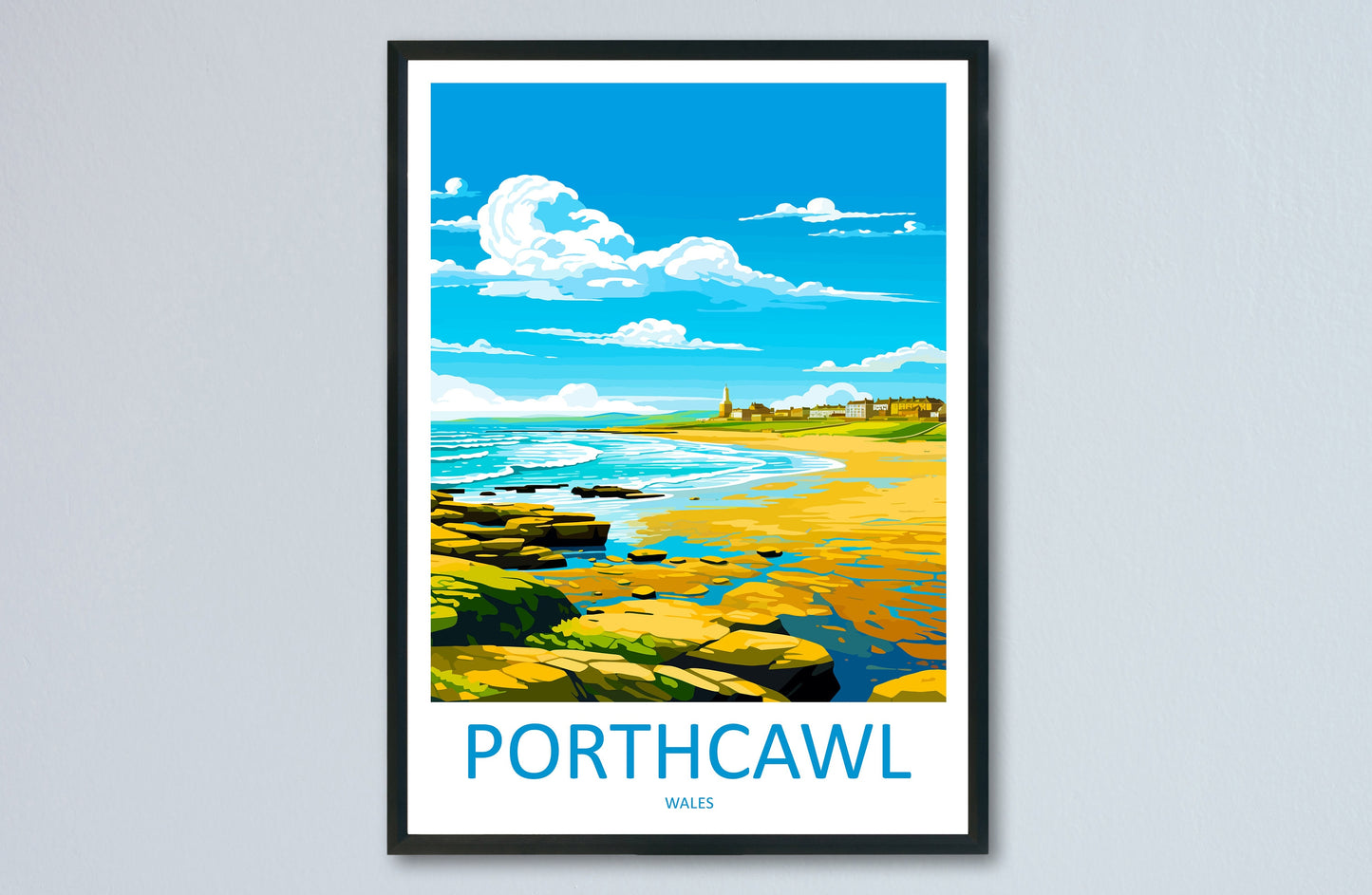 Porthcawl Travel Print Wall Art Porthcawl Wall Hanging Home Décor Porthcawl Gift Art Lovers Cornwall Art Porthcawl Gift