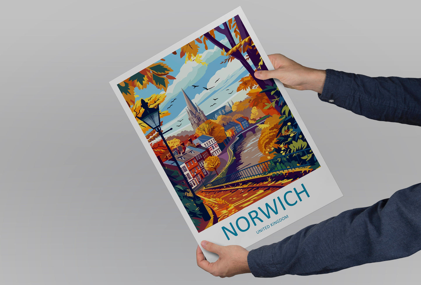 Norwich Travel Print Wall Art Norwich Wall Hanging Home Décor Norwich Gift Art Lovers England Art Lover Gift Norwich Travel Gift