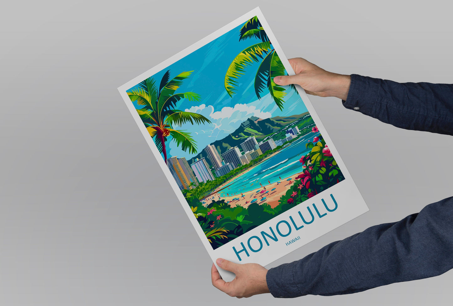 Honolulu Travel Print Wall Art Honolulu Wall Hanging Home Décor Honolulu Gift Art Lovers Hawaii Art Lover Gift Print Artwork