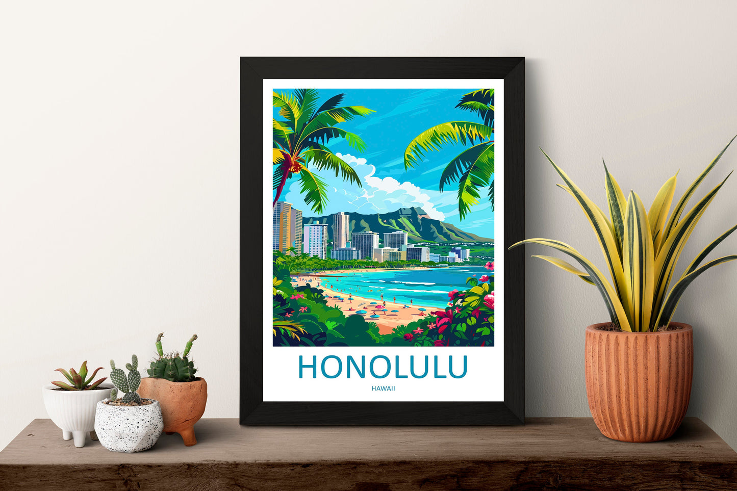Honolulu Travel Print Wall Art Honolulu Wall Hanging Home Décor Honolulu Gift Art Lovers Hawaii Art Lover Gift Print Artwork