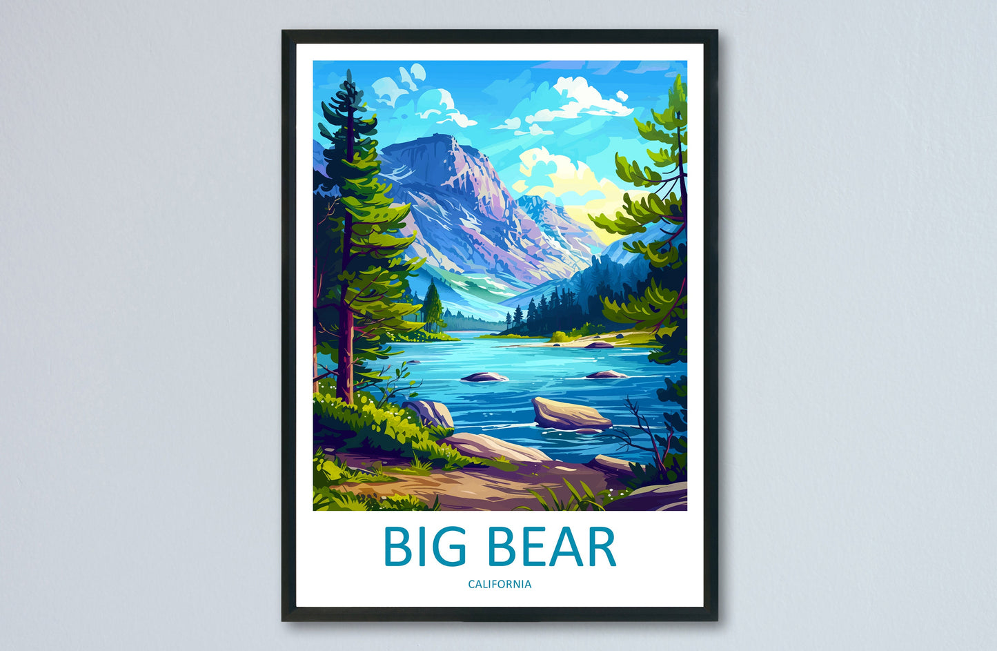 Big Bear Lake Travel Print Wall Art Big Bear Lake Wall Hanging Home Décor Big Bear Lake Gift Art Lovers California Art Lover Gift Lake Art