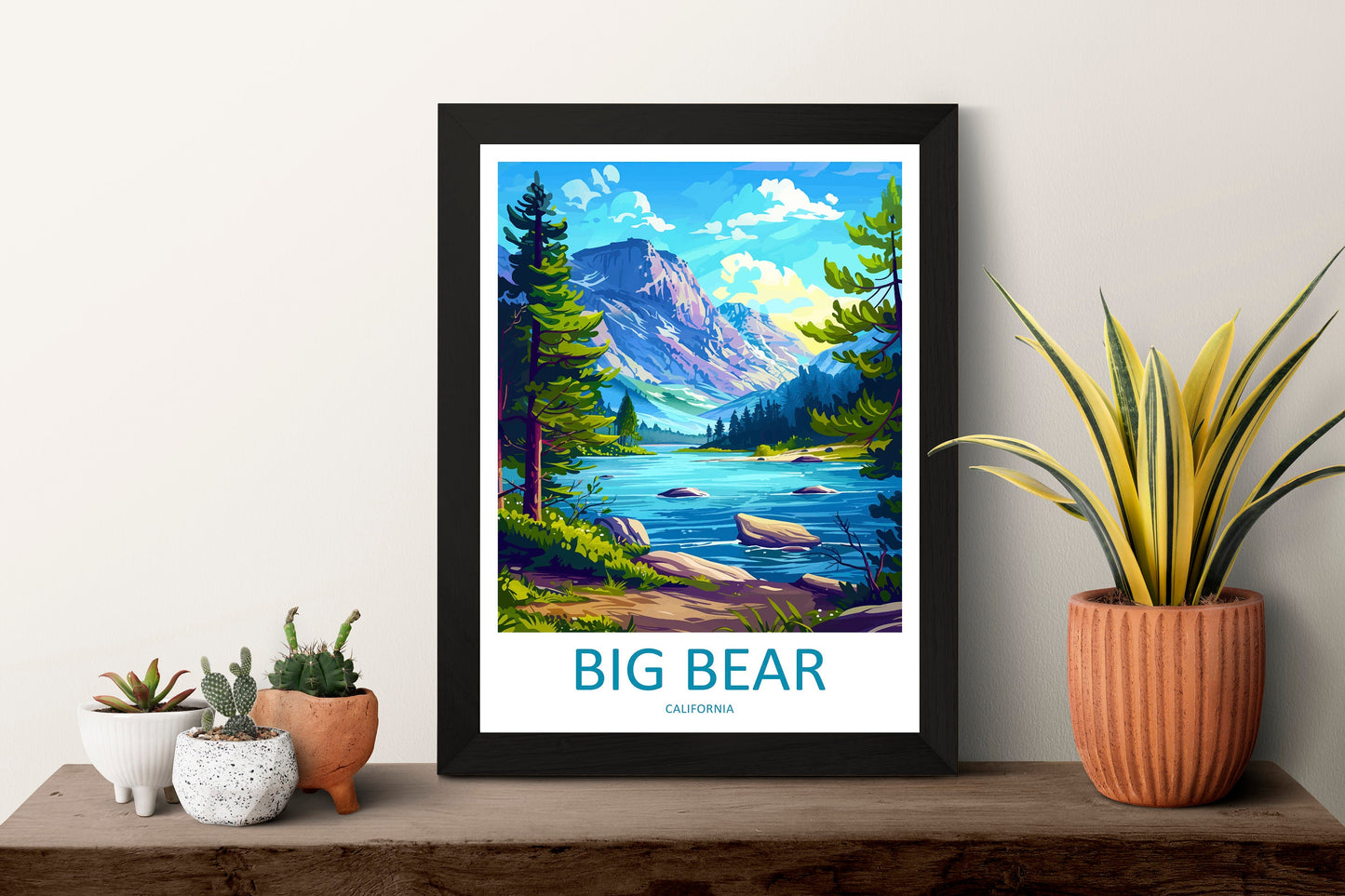 Big Bear Lake Travel Print Wall Art Big Bear Lake Wall Hanging Home Décor Big Bear Lake Gift Art Lovers California Art Lover Gift Lake Art