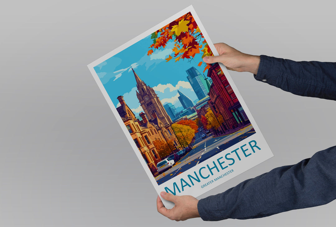 Manchester Travel Print Wall Art Manchester Wall Hanging Home Décor Manchester Gift Art Lovers England Art Lover Gift Manchester Travel Art
