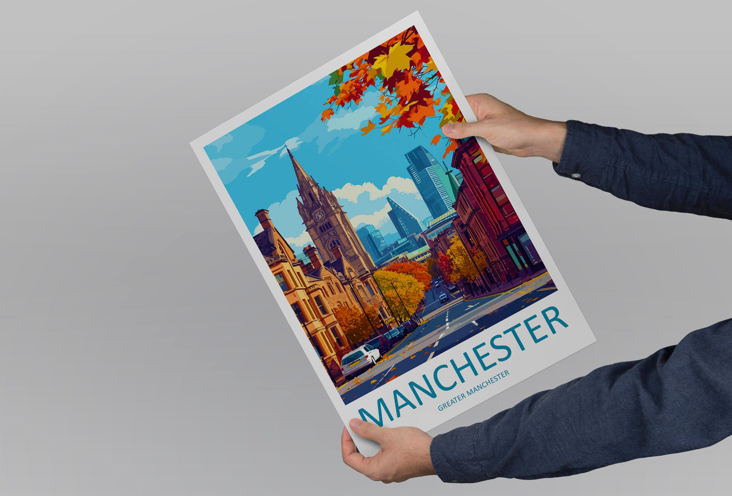 Manchester Travel Print Wall Art Manchester Wall Hanging Home Décor Manchester Gift Art Lovers England Art Lover Gift Manchester Travel Art