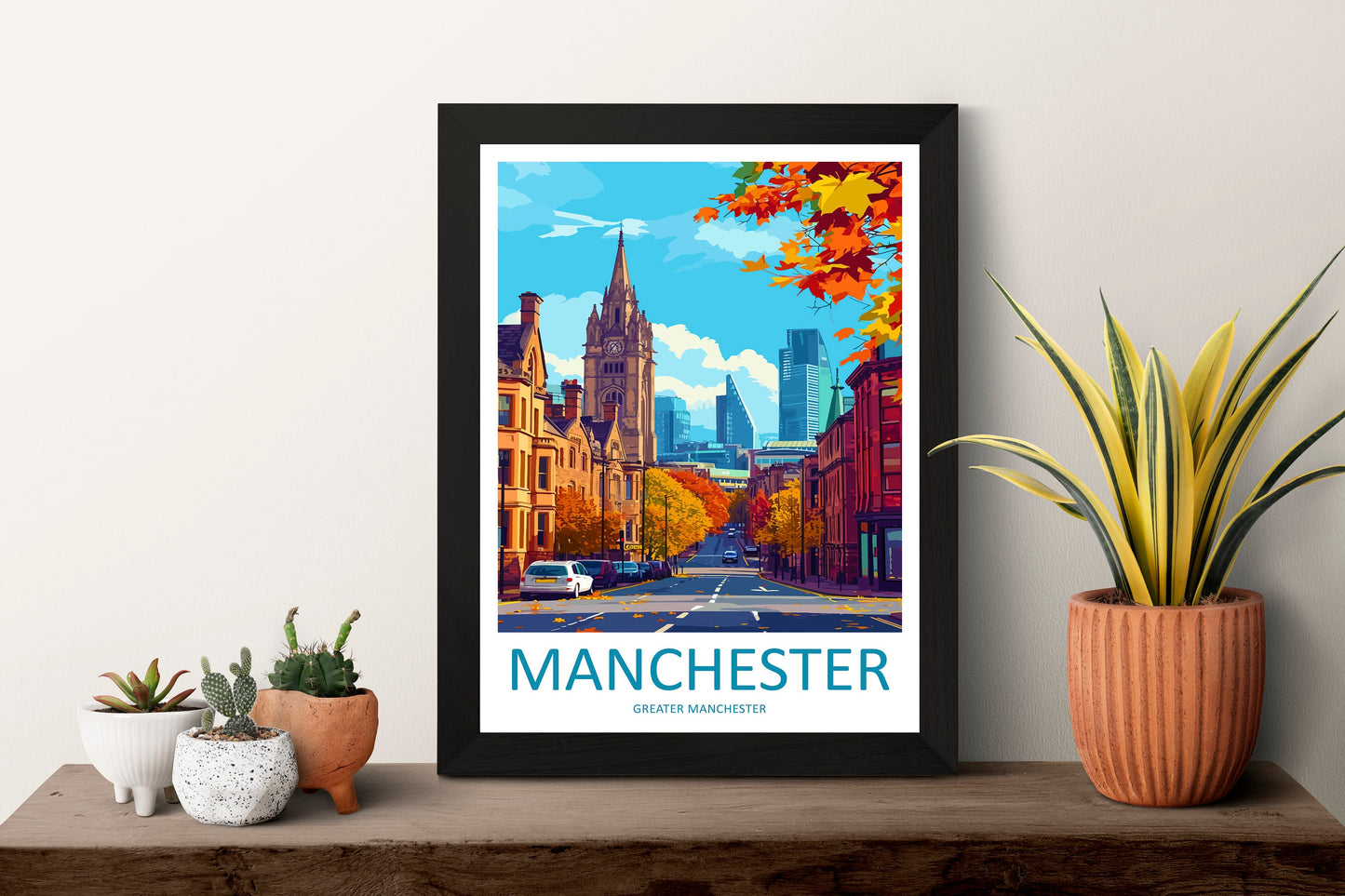 Manchester Travel Print Wall Art Manchester Wall Hanging Home Décor Manchester Gift Art Lovers England Art Lover Gift Manchester Travel Art