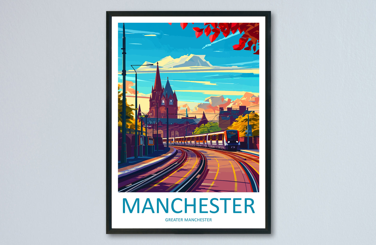 Manchester Travel Print Wall Art Manchester Wall Hanging Home Décor Manchester Gift Art Lovers England Art Lover Gift Manchester Travel Art