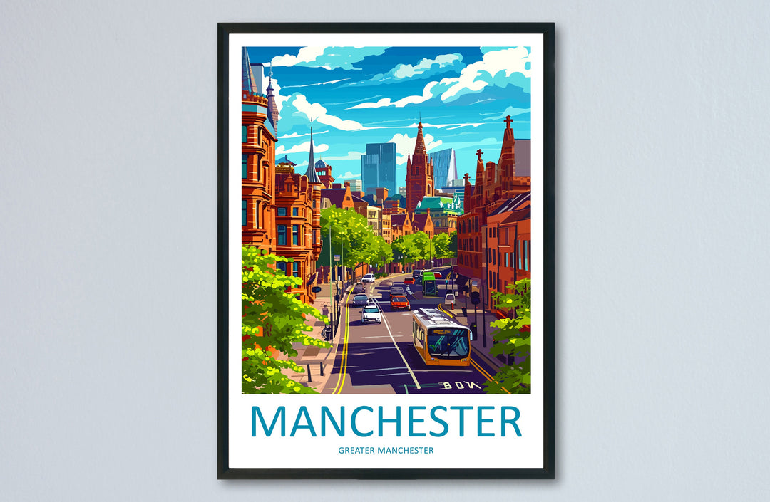 Manchester Travel Print Wall Art Manchester Wall Hanging Home Décor Manchester Gift Art Lovers England Art Lover Gift Manchester Travel Art