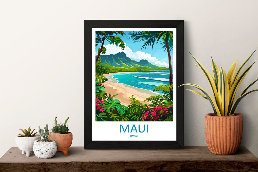 Maui Travel Print Wall Art Maui Wall Hanging Home Décor Maui Gift Art Lovers Hawaii Art Lover Gift Print Artwork