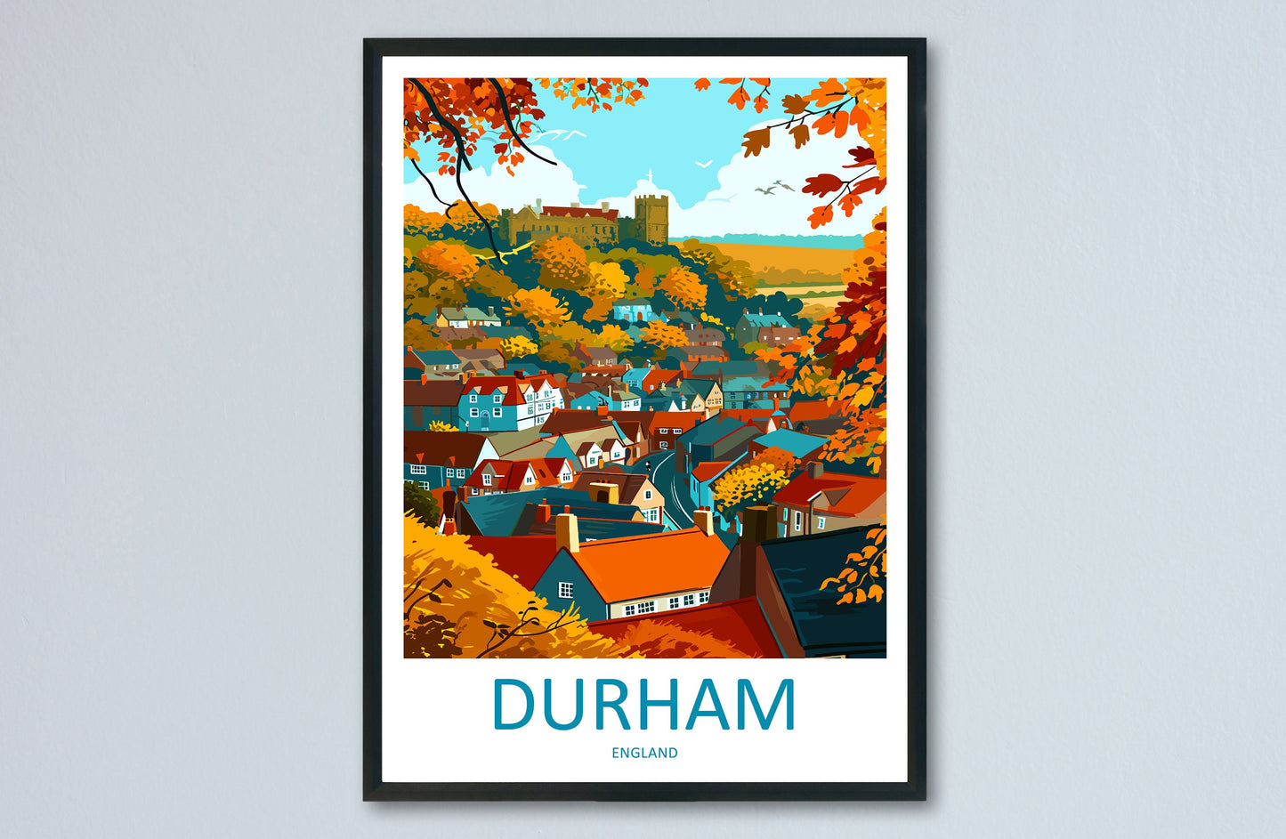 Durham Travel Print Wall Art Durham Wall Hanging Home Décor Durham Gift Art Lovers England Art Lover Gift Durham Travel Art Gift