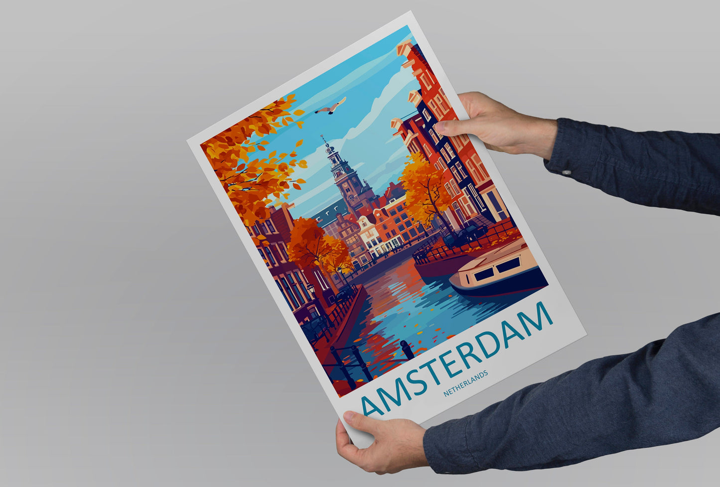 Amsterdam Travel Print Wall Art Amsterdam Wall Hanging Home Décor Amsterdam Gift Art Lovers Netherlands Art Lover Gift Amsterdam Decor