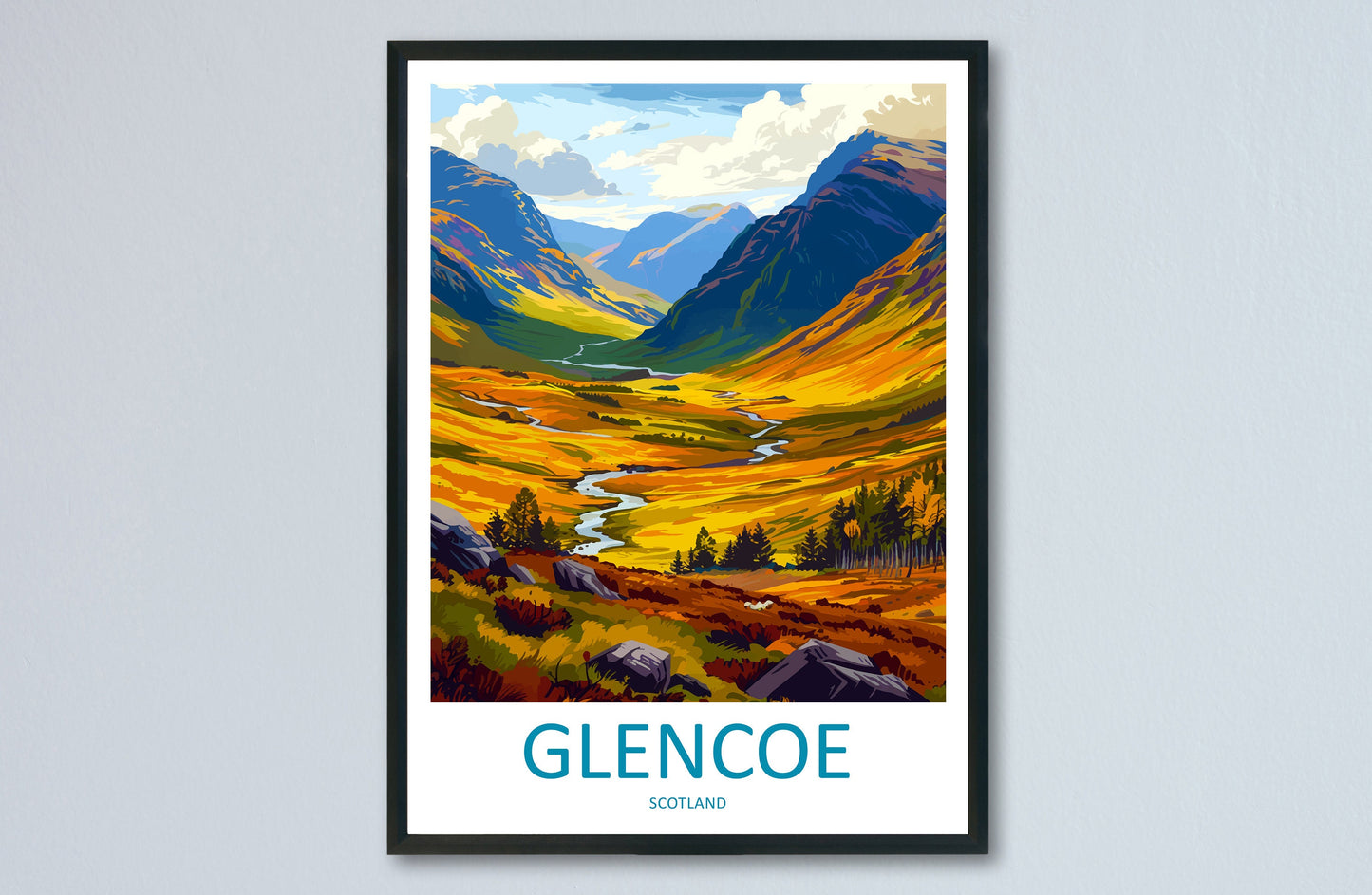 Glencoe Travel Print Wall Art Glencoe Wall Hanging Home Décor Glencoe Gift Art Lovers Scotland Art Lover Gift Glencoe Travel Artwork