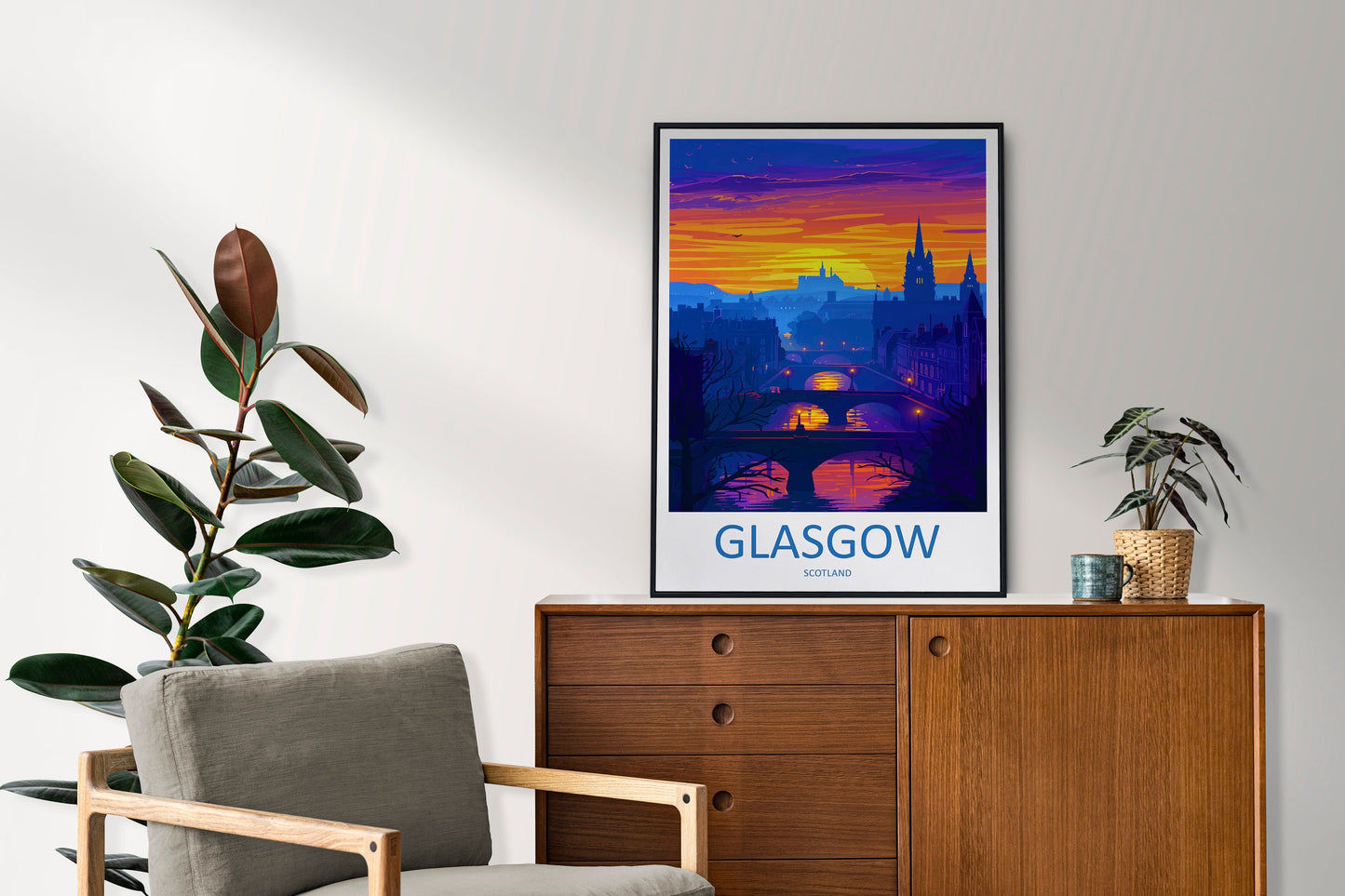 Glasgow Travel Print Wall Art Glasgow Wall Hanging Home Décor Glasgow Gift Art Lovers Scotland Art Lover Gift Glasgow Travel Artwork