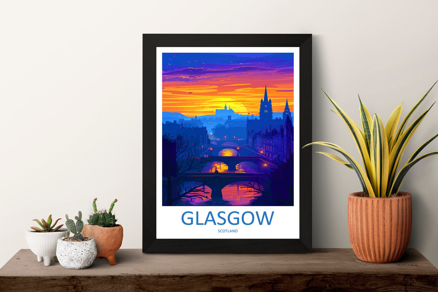Glasgow Travel Print Wall Art Glasgow Wall Hanging Home Décor Glasgow Gift Art Lovers Scotland Art Lover Gift Glasgow Travel Artwork