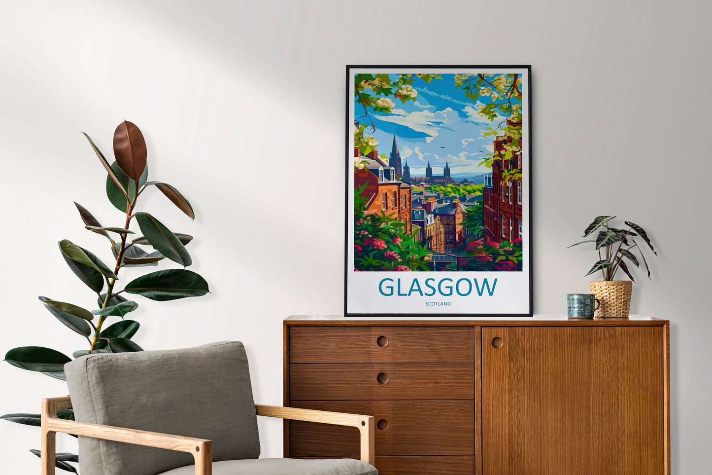 Glasgow Travel Print Wall Art Glasgow Wall Hanging Home Décor Glasgow Gift Art Lovers Scotland Art Lover Gift Glasgow Travel Artwork