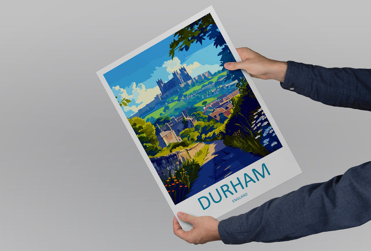 Durham Travel Print Wall Art Durham Wall Hanging Home Décor Durham Gift Art Lovers England Art Lover Gift Durham Travel Art Gift