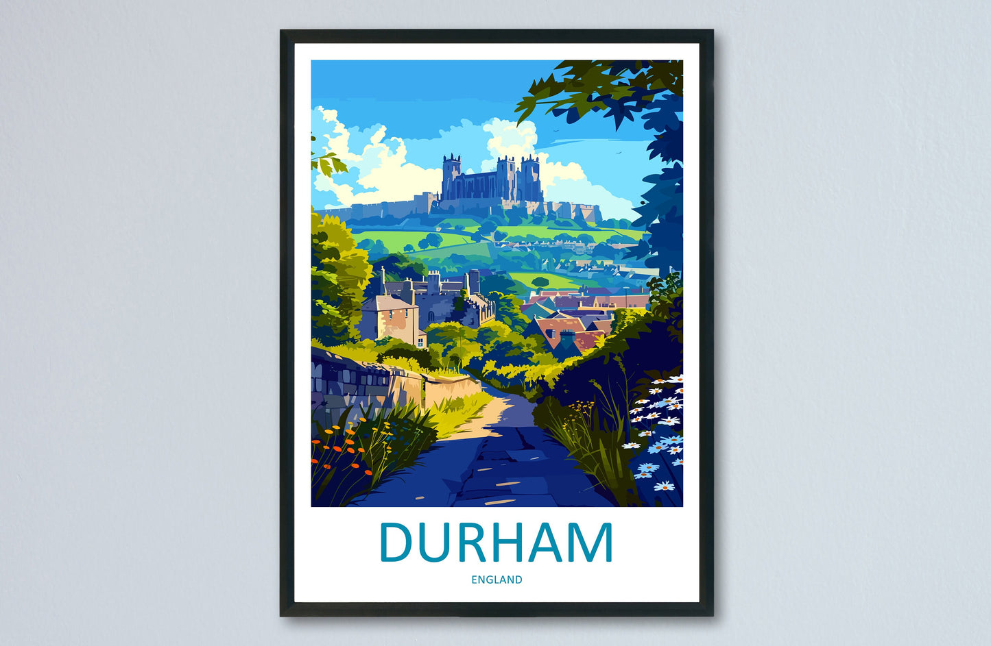 Durham Travel Print Wall Art Durham Wall Hanging Home Décor Durham Gift Art Lovers England Art Lover Gift Durham Travel Art Gift