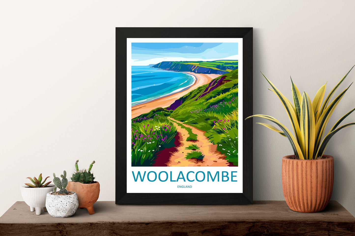 Woolacombe Travel Print Wall Art Woolacombe Wall Hanging Home Decor Woolacombe Gift Art Lovers Wall Art Devon Travel Art