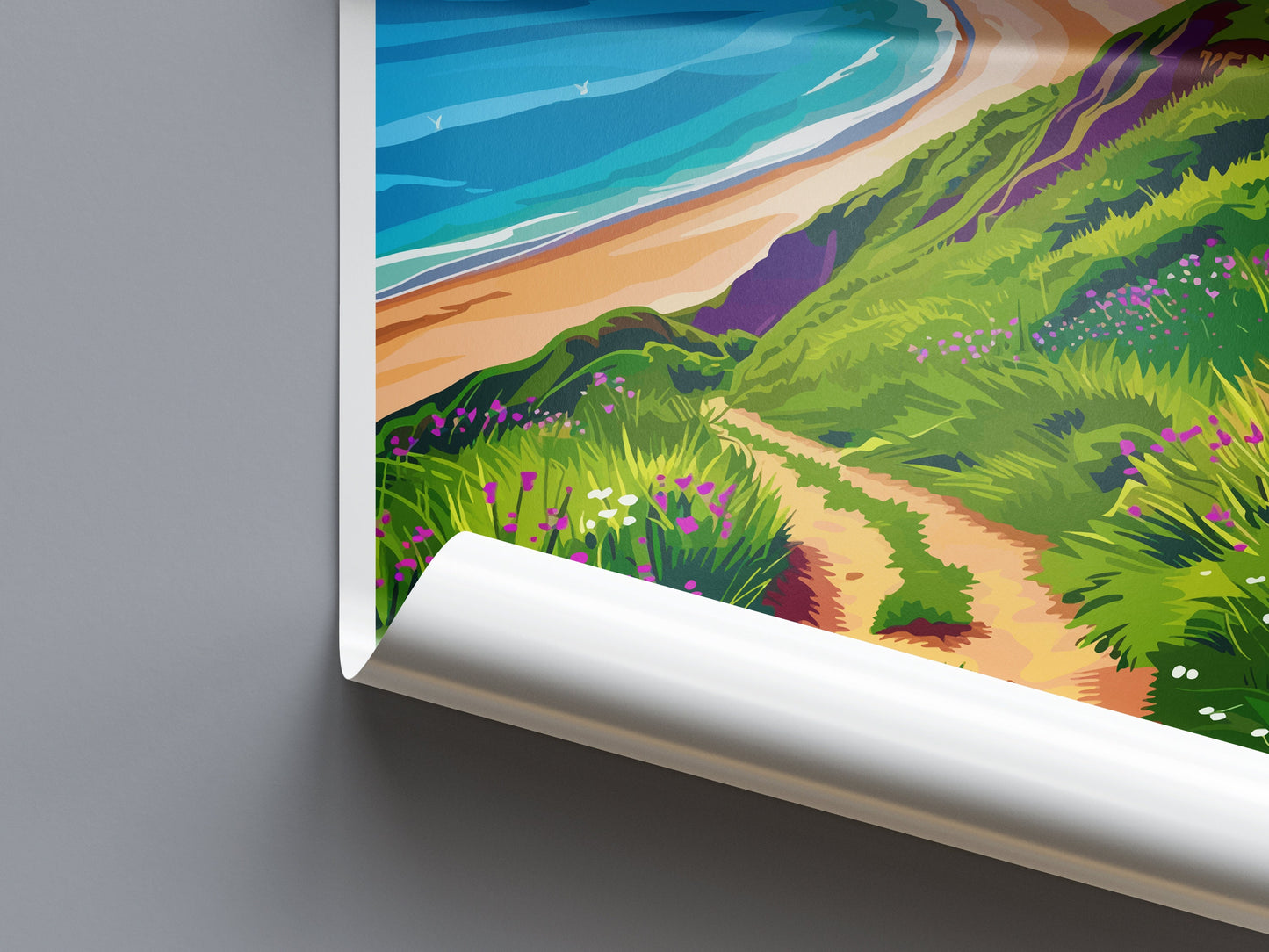 Woolacombe Travel Print Wall Art Woolacombe Wall Hanging Home Decor Woolacombe Gift Art Lovers Wall Art Devon Travel Art