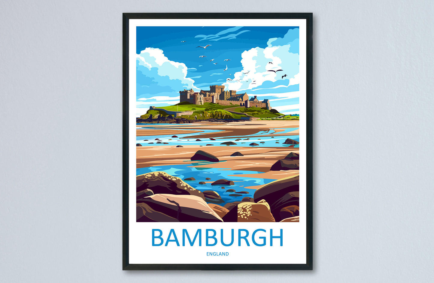Bamburgh Castle Travel Print Wall Art Bamburgh Castle Wall Hanging Home Décor Bamburgh Castle Gift Art Lovers England Art Lover Gift