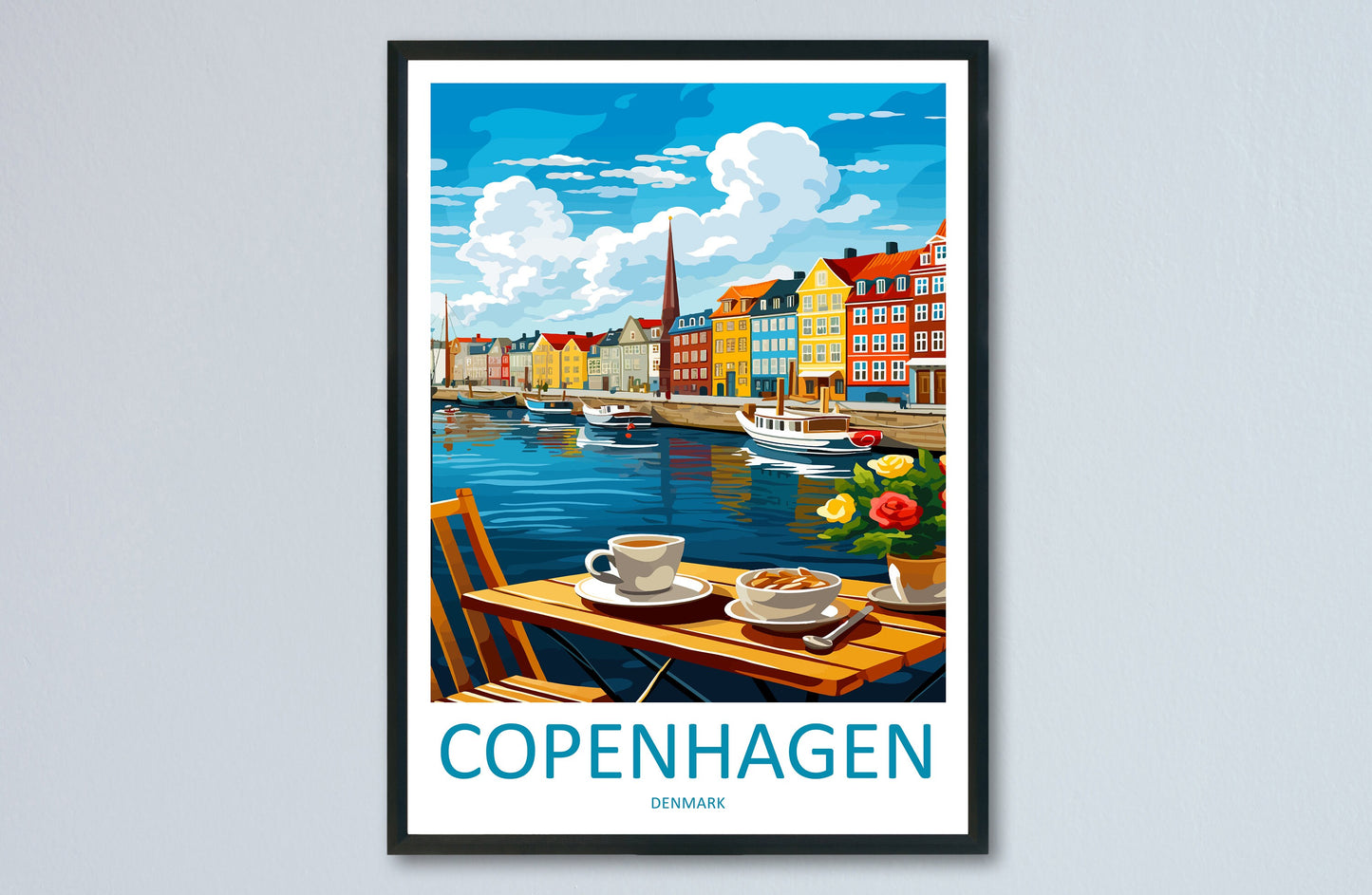 Copenhagen Travel Print Wall Art Copenhagen Wall Hanging Home Décor Copenhagen Gift Art Lovers Denmark Art Lover Gift Copenhagen Wall Décor