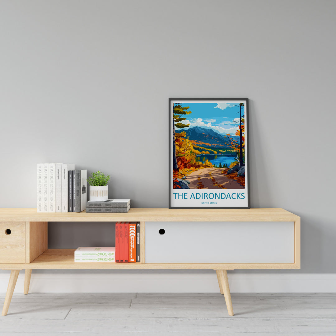 The Adirondacks Travel Print Wall Art The Adirondacks Wall Hanging Home Décor The Adirondacks Gift Art Lovers New York State Art Gift