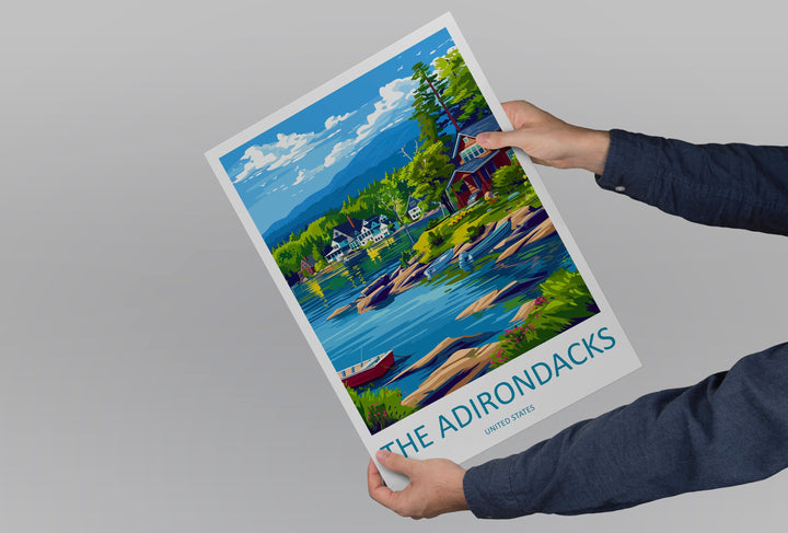 The Adirondacks Travel Print Wall Art The Adirondacks Wall Hanging Home Décor The Adirondacks Gift Art Lovers New York State Art Gift