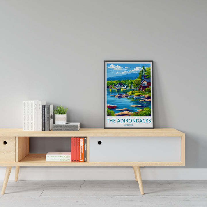 The Adirondacks Travel Print Wall Art The Adirondacks Wall Hanging Home Décor The Adirondacks Gift Art Lovers New York State Art Gift