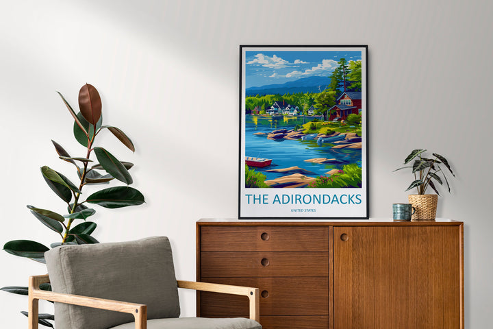 The Adirondacks Travel Print Wall Art The Adirondacks Wall Hanging Home Décor The Adirondacks Gift Art Lovers New York State Art Gift