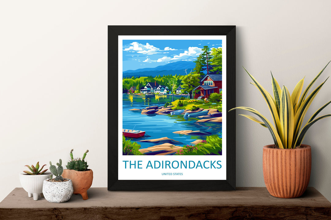 The Adirondacks Travel Print Wall Art The Adirondacks Wall Hanging Home Décor The Adirondacks Gift Art Lovers New York State Art Gift