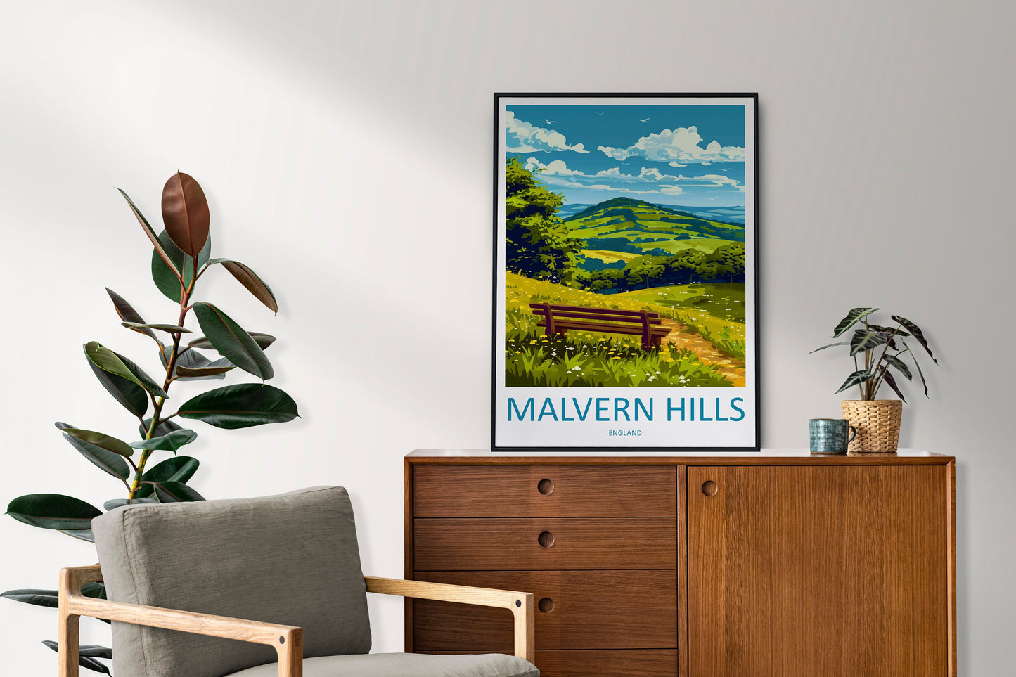 Malvern Hills Travel Print Wall Art Malvern Hills Wall Hanging Home Decoration Malvern Hills Gift Art Lovers Wall Art AONB Wall Print