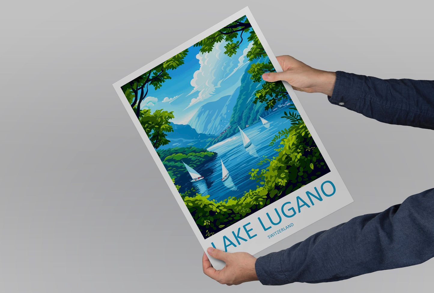 Lake Lugano Travel Print Wall Art Lake Lugano Wall Hanging Home Décor Lake Lugano Gift Art Lovers Switzerland Art Lover Gift Lugano Travel