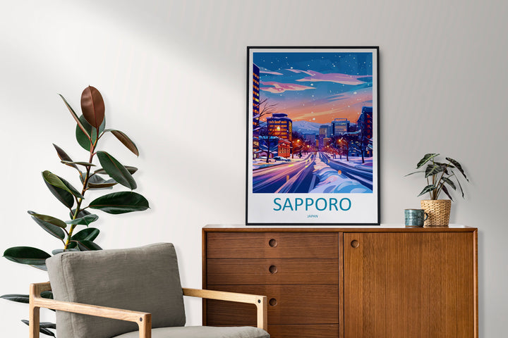 Sapporo Travel Print Wall Art Sapporo Wall Hanging Home Décor Sapporo Gift Art Lovers Japan Art Lover Gift Japan Travel Gift