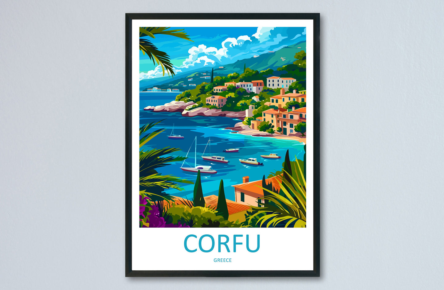 Corfu Travel Print Wall Art Corfu Greece Wall Hanging Home Decoration Corfu Gift Art Lovers Wall Art Print Corfu Wall Décor Greece Poster