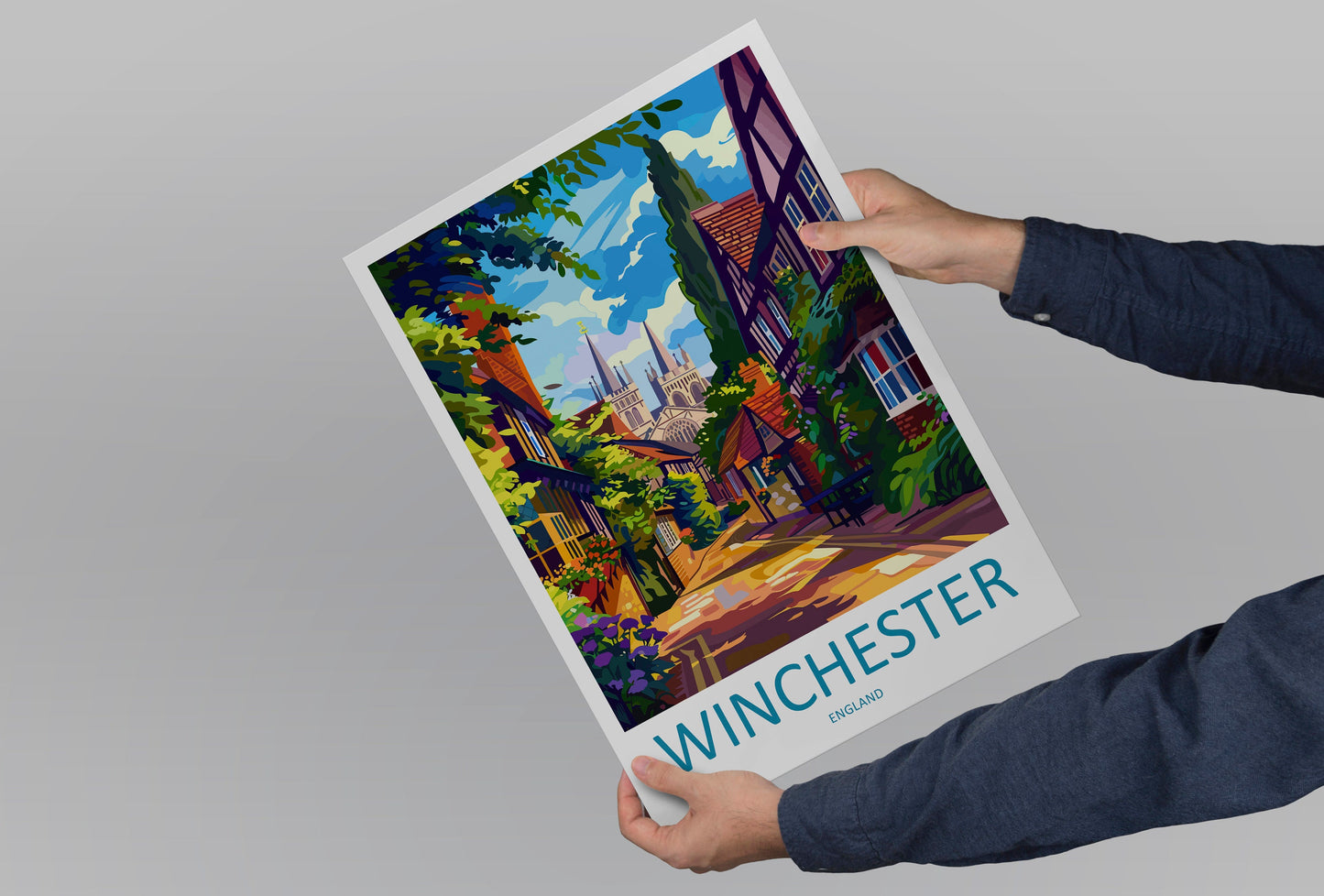 Winchester Travel Print Wall Art Winchester Wall Hanging Home Décor Winchester Gift Art Lovers England Art Lover Gift Winchester Travel