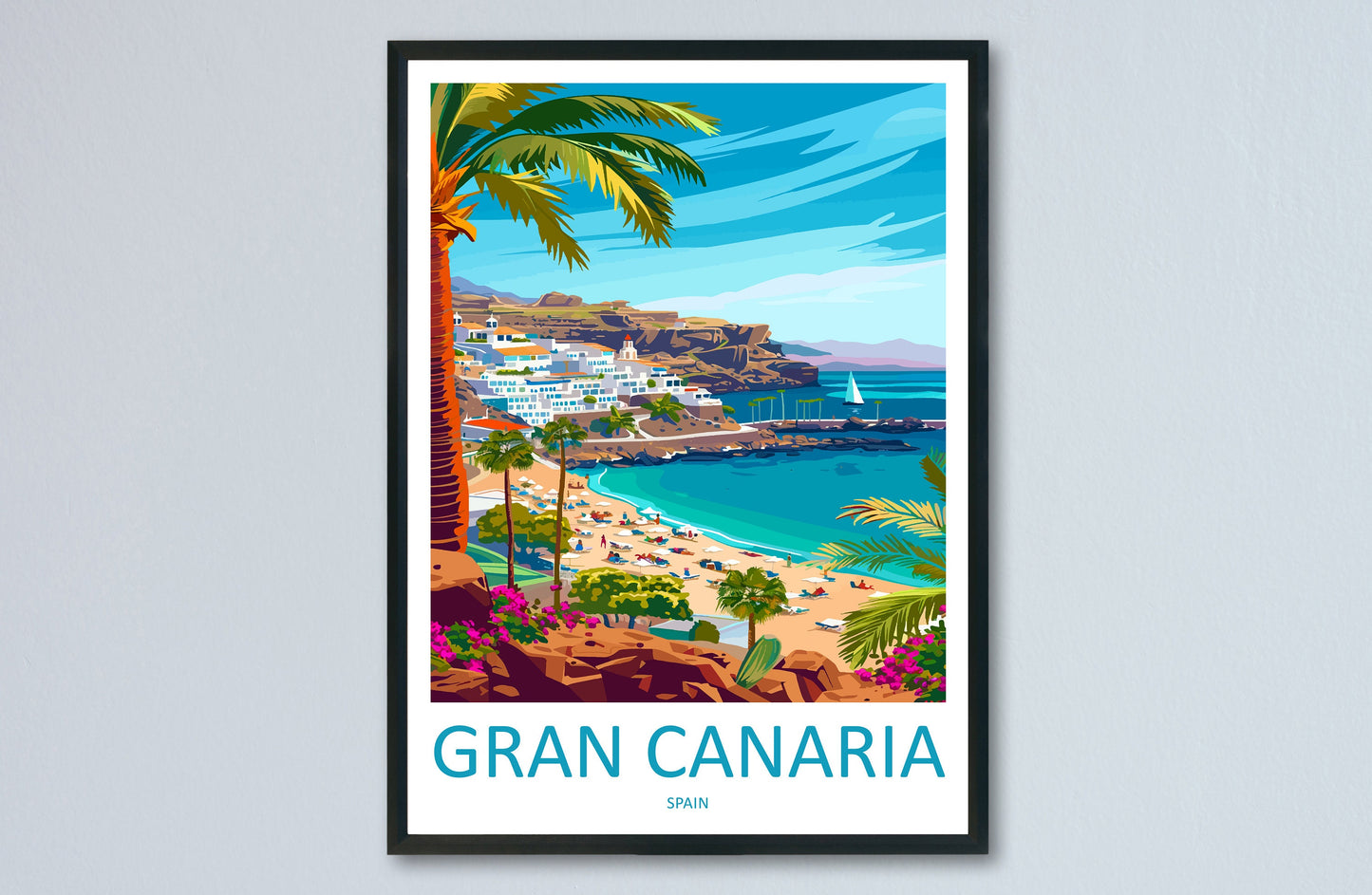 Gran Canaria Travel Print Wall Art Gran Canaria Wall Hanging Home Décor Gran Canaria Gift Art Lovers Spain Art Lover Gift Gran Canaria Print