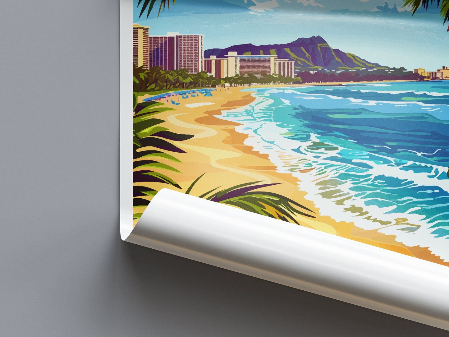 Waikiki Beach Travel Print Wall Art Waikiki Beach Wall Hanging Home Décor Waikiki Beach Gift Art Lovers Hawaii Art Lover Gift Print Artwork
