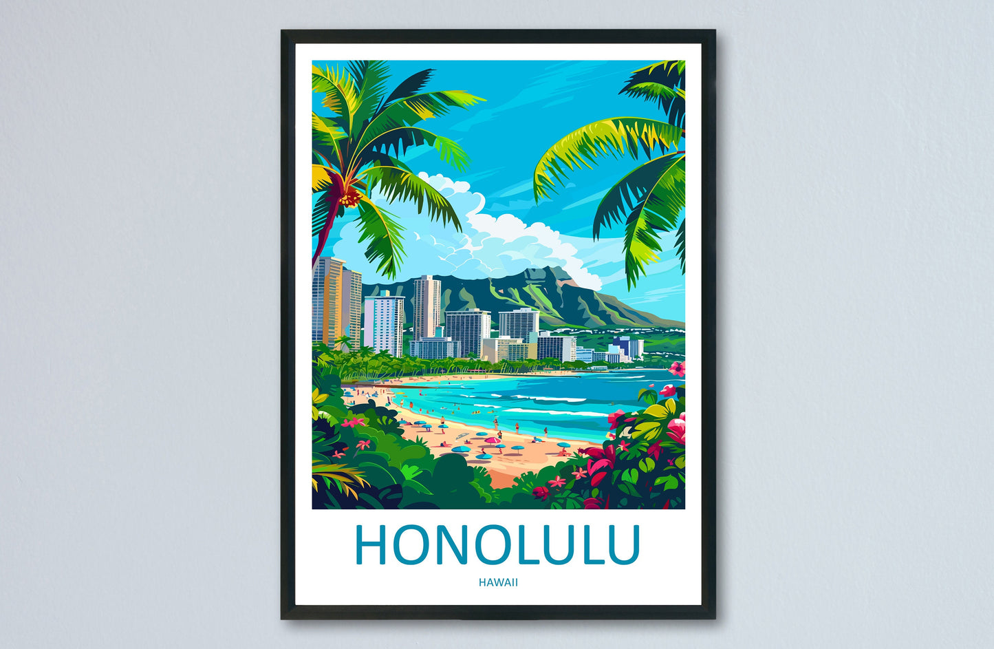 Honolulu Travel Print Wall Art Honolulu Wall Hanging Home Décor Honolulu Gift Art Lovers Hawaii Art Lover Gift Print Artwork
