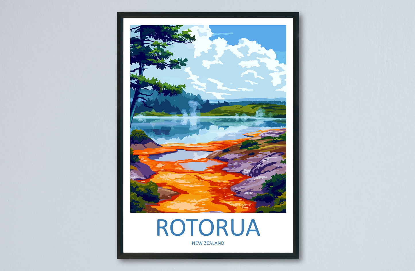 Rotorua Travel Print Wall Art Rotorua Wall Hanging Home Décor Rotorua Gift Art Lovers New Zealand Art Lover Gift Print Rotorua Wall Art