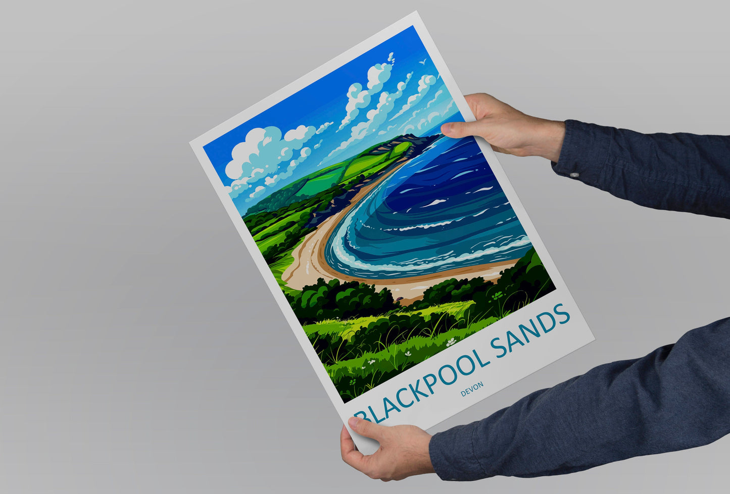 Blackpool Sands Travel Print Wall Art Blackpool Sands Wall Hanging Home Decor Blackpool Sands Gift Art Lovers Wall Art Devon Travel Art