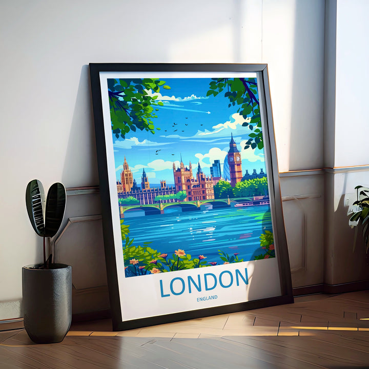 London Travel Print Wall Art London Wall Hanging Home Décor London Gift Art Lovers England Art Lover Gift London Travel Gift